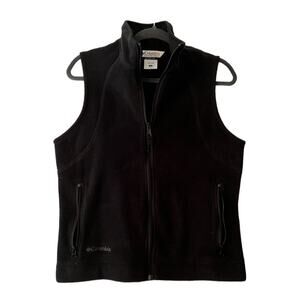 Columbia Fleece Black Vest Zip Up Very Warm Cozy w/ Pockets Size Medium
